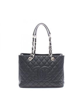 Chanel Tote Quilted Grand Shopping GST Black Calf Chain